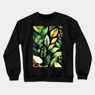 Watercolor colors green leaves pattern Crewneck Sweatshirt